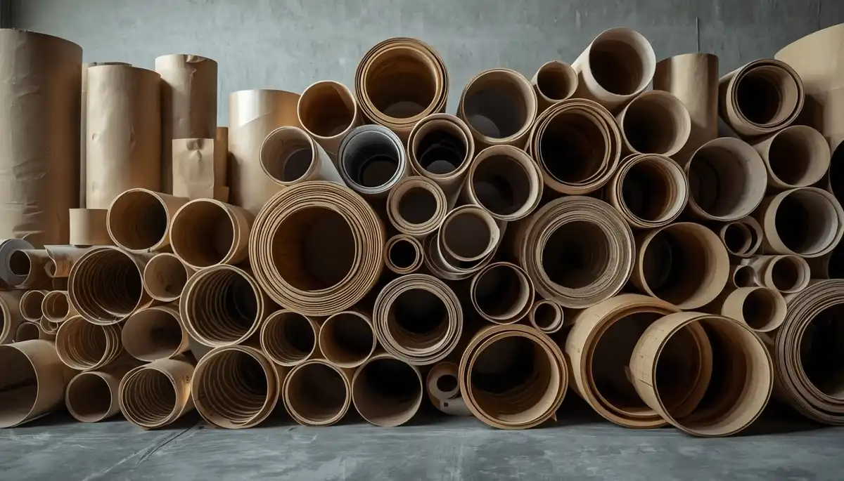 Stacked spiral paper tubes ready to ship