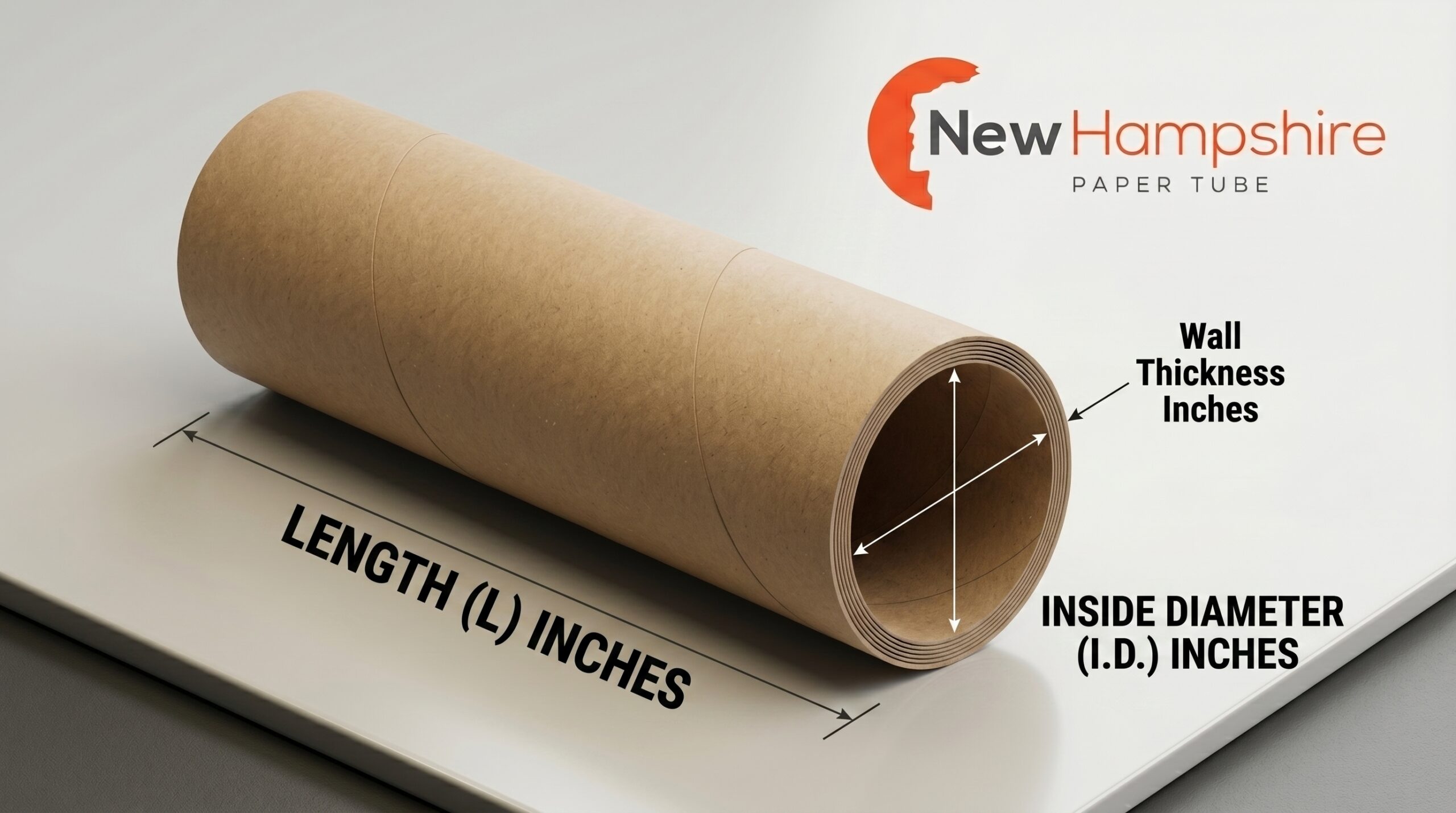 How to measure your tube: length in inches, inside diameter across the opening, wall thickness of the paper ring