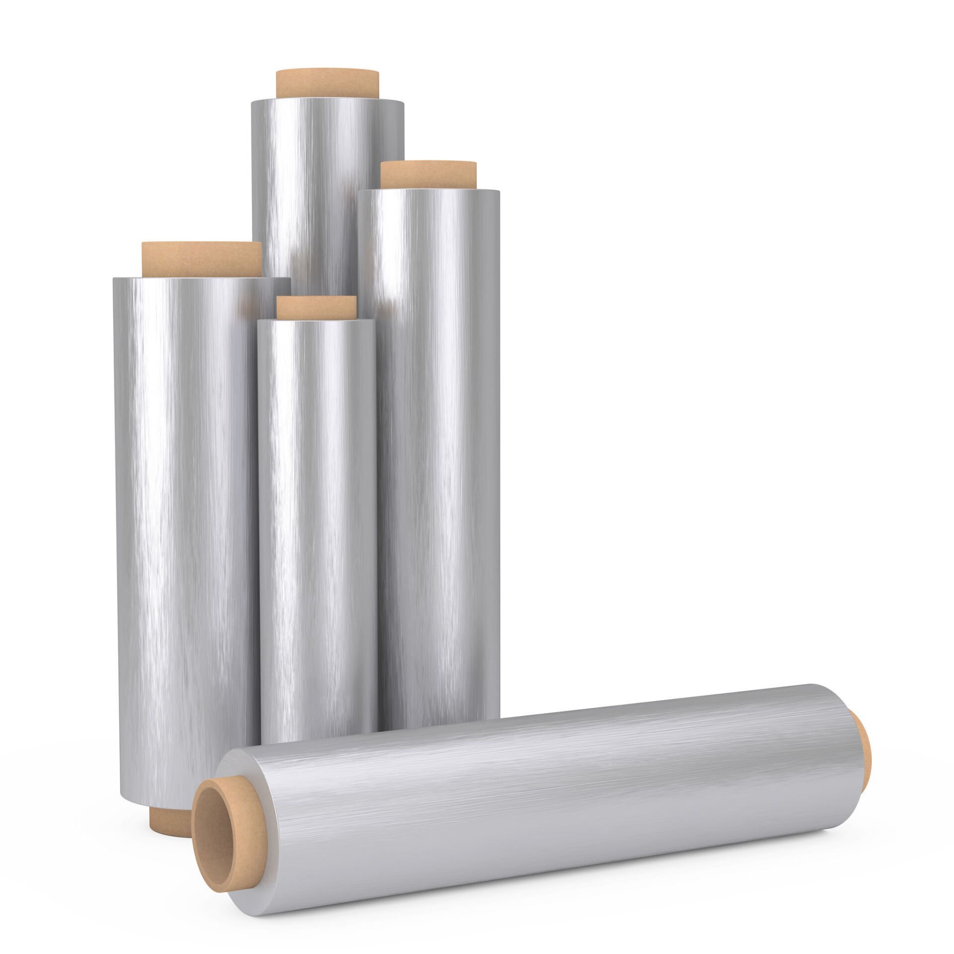 Film rolls wound on paper cores for flexible packaging
